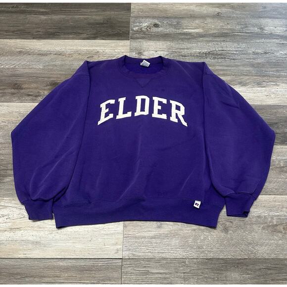 Vintage 90s Elder High School Russell Athletic Purple Mens 2XL Sweatshirt USA - Picture 2 of 10